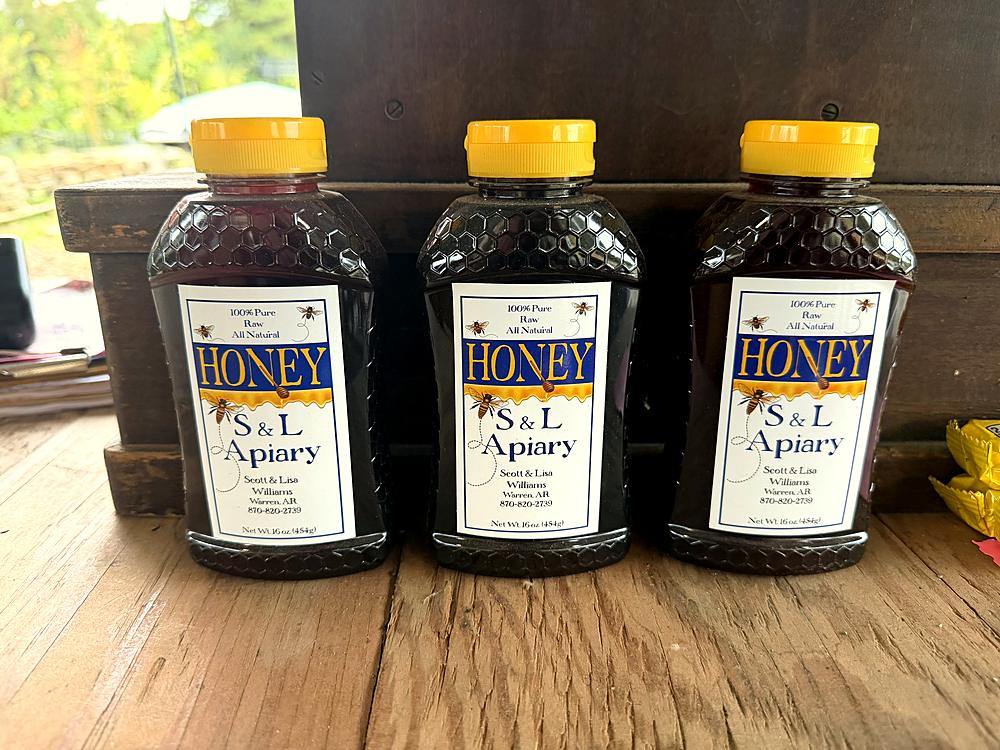 Jars of local honey at the Amanda's Villa produce stand