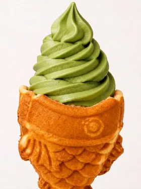 Matcha taiyaki soft serve