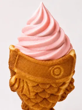 Strawberry taiyaki soft serve