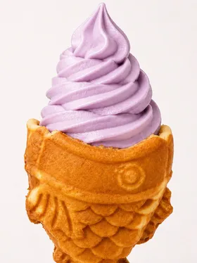 Ube taiyaki soft serve